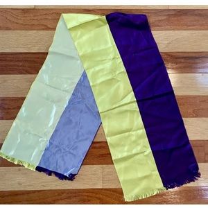 VINTAGE 1960s MODE MAKERS LONG SCARF BEN GOODMAN NETHE PURPLE ACID GREEN STRIPE